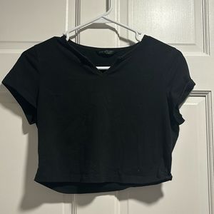 Black crop top chest slit size 8/10 US